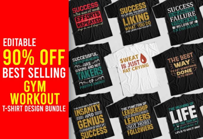 Gym T-shirt Design Bundle