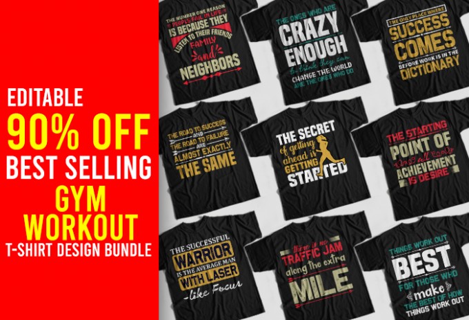 Gym T-shirt Design Bundle