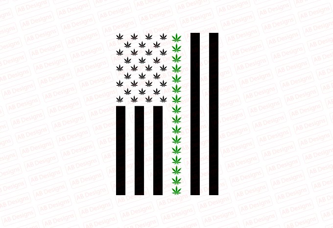 Weed American Flag T-shirt Design design preview 1