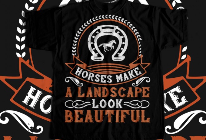 Horses make a landscape look beautiful T-shirt Design — PNG, SVG, EPS, AI commercial use t-shirt design