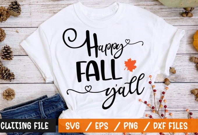 Happy fall yall t-shirt design — EPS, SVG, DXF commercial use t-shirt design