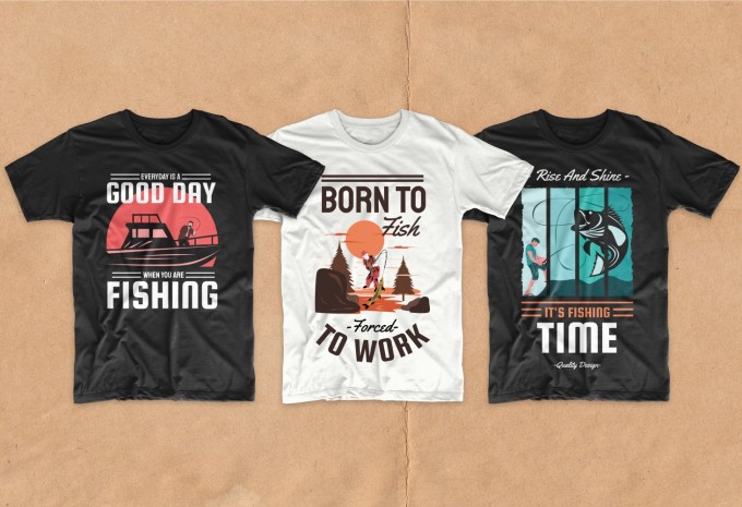 Fishing t-shirt designs bundle vector packs