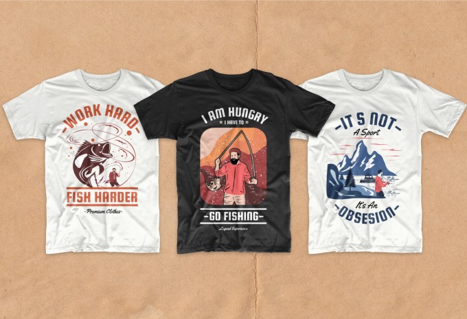 Fishing t-shirt designs bundle vector packs