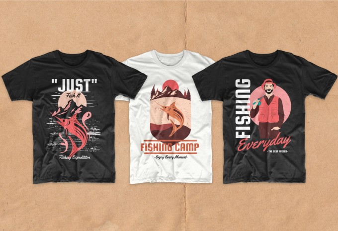 Fishing t-shirt designs bundle vector packs