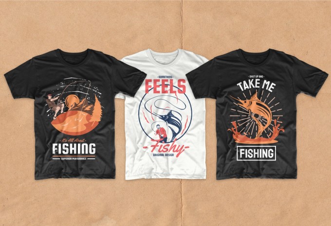 Fishing t-shirt designs bundle vector packs