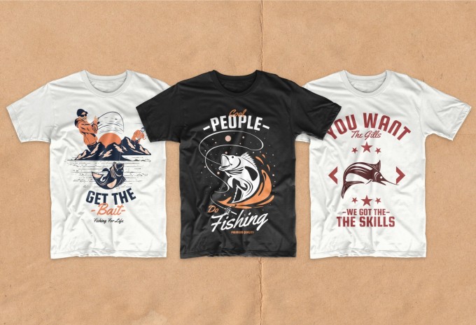 Fishing t-shirt designs bundle vector packs