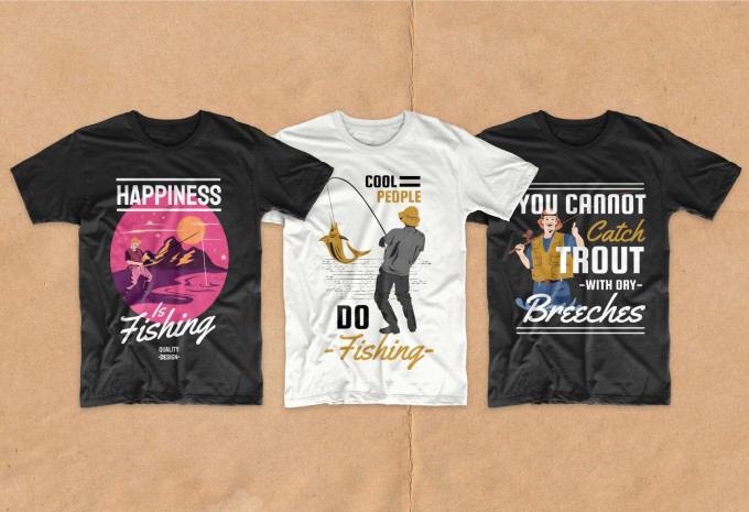 Fishing t-shirt designs bundle vector packs