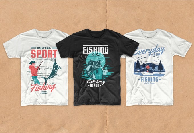 Fishing t-shirt designs bundle vector packs