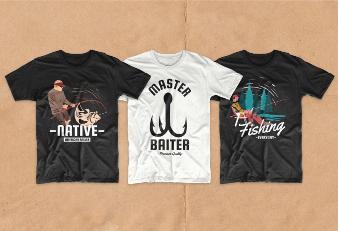 Fishing t-shirt designs bundle vector packs