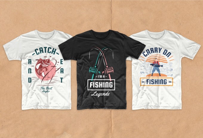 Fishing t-shirt designs bundle vector packs