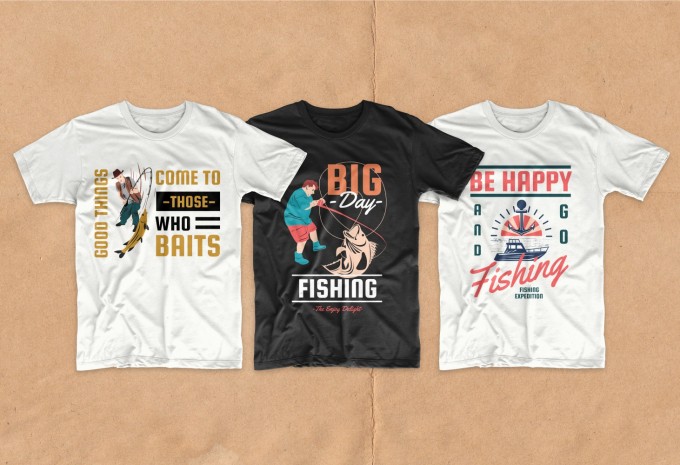 Fishing t-shirt designs bundle vector packs