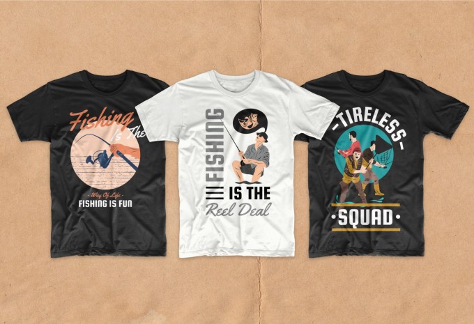 Fishing t-shirt designs bundle vector packs