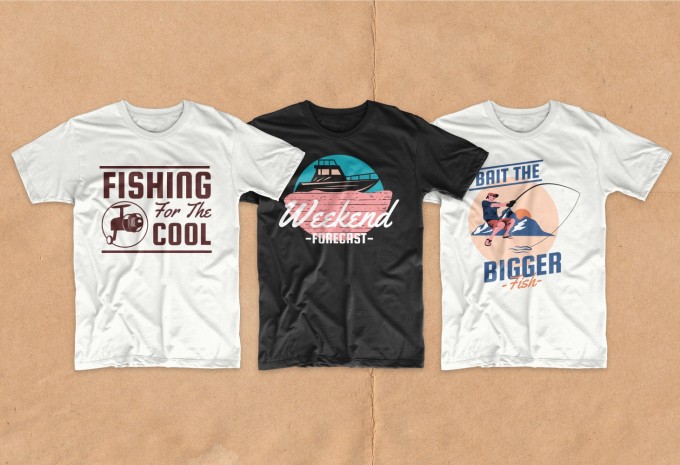 Fishing t-shirt designs bundle vector packs