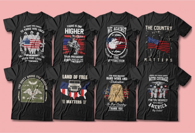 81 American veteran t-shirt designs bundle, Army, War, Military, design preview 3