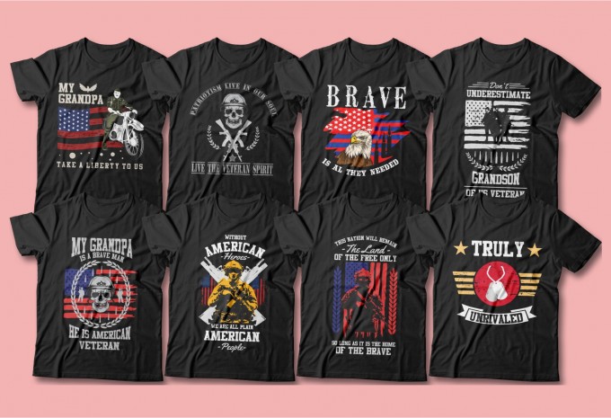 81 American veteran t-shirt designs bundle, Army, War, Military, design preview 4