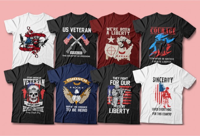 81 American veteran t-shirt designs bundle, Army, War, Military, design preview 7