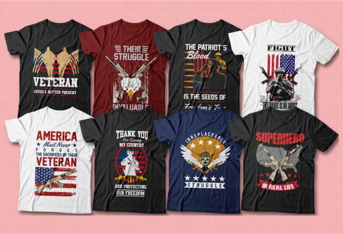 81 American veteran t-shirt designs bundle, Army, War, Military, design preview 8