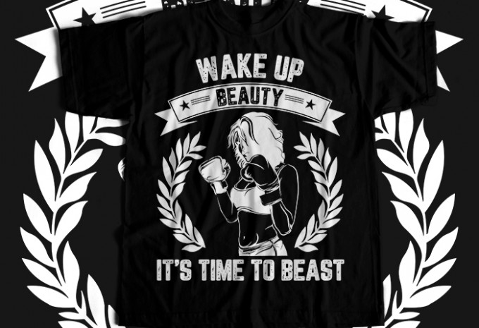 Wake Up Beauty It's TIme To Beast T-shirt Design — PNG commercial use t-shirt design