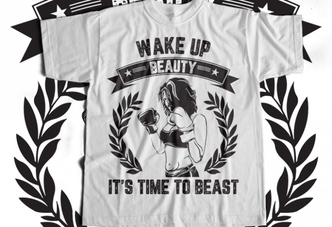 Wake Up Beauty It's TIme To Beast T-shirt Design design preview 1