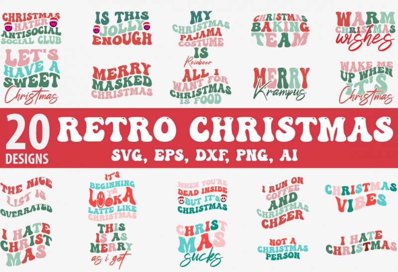 Retro Christmas Svg Bundle, Christmas Retro Svg, Christmas Svg, Vintage Christmas Svg, Merry Christmas Svg