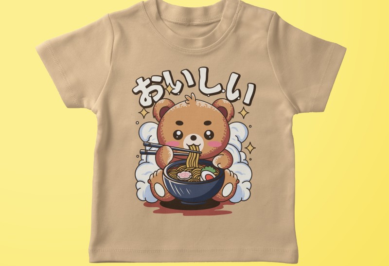 Bear Japan Themed Design For Kids Apparels and Merch