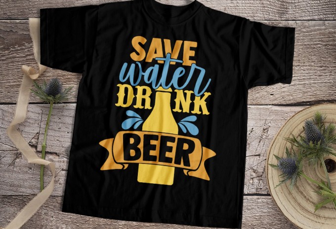 Save Water Drink Beer T-shirt Design — PNG commercial use t-shirt design