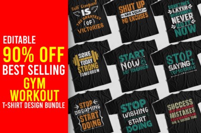 Gym T-shirt Design Bundle