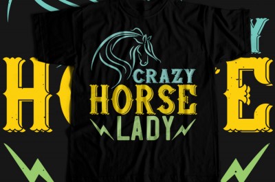 Crazy horse lady T-shirt Design