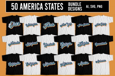 State of America T-Shirt Design Bundle