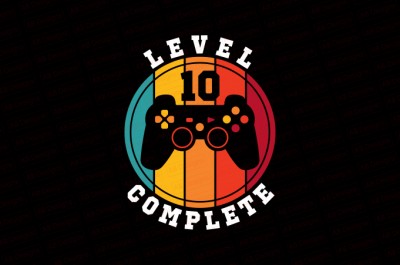 Level 10 complete, Game level 10 complete, Level complete T-Shirt Design