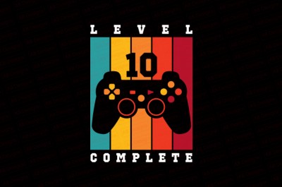 Level 10 complete, Game level 10 complete, Level complete T-Shirt Design