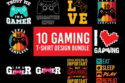 10 Gaming T-Shirt Design Bundle