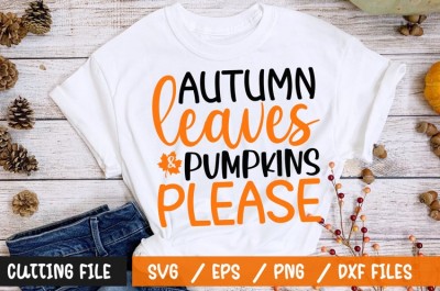 Autumn leaves and pumpkins please t-shirt design
