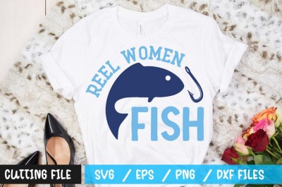 Reel women fish t-shirt design
