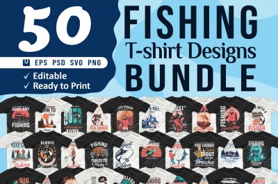 Fishing t-shirt designs bundle vector packs