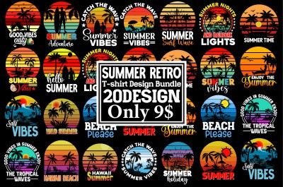 #Summer Retro T-Shirt Design Bundle,Summer Sublimation T-shirt Design ,Summer Retro T-shirt DEsign BUndle Graphic